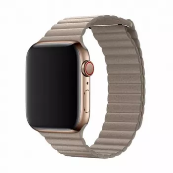 Siksniņa Leather Loop Apple Watch 44mm — Devia Elegant Stone, ādas magnētiskā aizdare