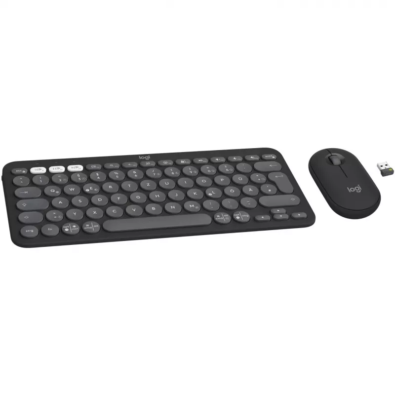 Logitech Pebble 2 Combo bezvadu tastatūra un pele QWERTZ vācu grafīts