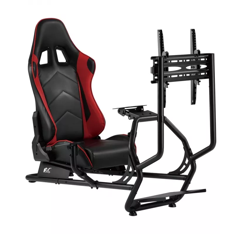 NanoRS RS160 Spēļu krēsls un simulatora statīvs 3-in-1, PC/konsolēm, mākslīgā āda, stūres statīvs, TV kronšteins līdz 50 collām, VESA 400x400