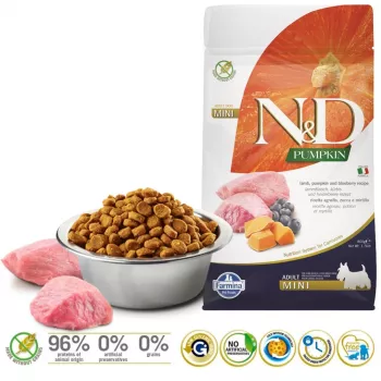 FARMINA N&D Pumpkin Dog Lamb & Blueberry Adult Mini - sausā barība suņiem - 800 g