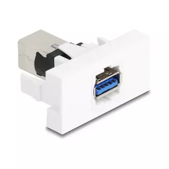 Keystone modulis DELOCK 90910 — plakans USB A savienotājs, balts, 45×22,5×42,6 mm
