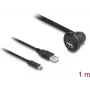 DeLOCK USB 2.0 kabelis ar USB Type-A vīrišķo un USB Type-C vīrišķo savienotāju, 90° leņķa USB Type-A sievišķo un USB Type-C sievišķo portu, 1 m, melns
