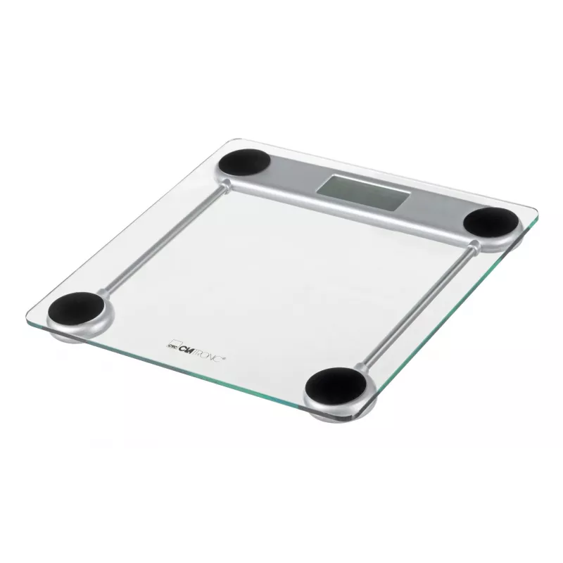 Elektroniskie personīgie svari CLATRONIC PW 3368 — 150 kg, precizitāte 100 g, stikla platforma