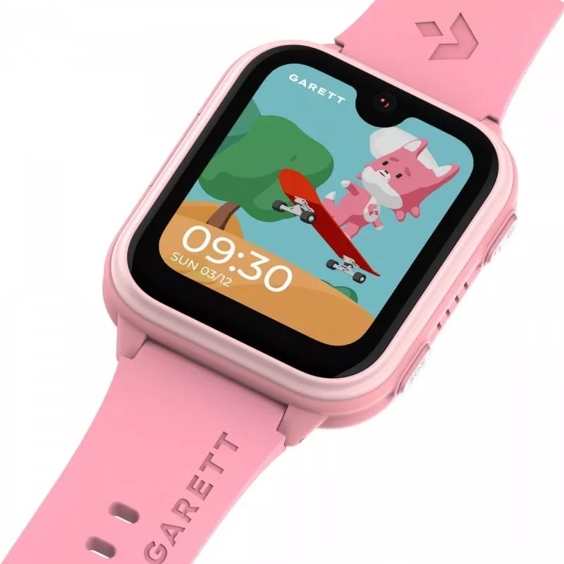 Garett Kids Vibe Ai 4G rozā bērnu viedpulkstenis ar GPS izsekošanu un ūdensizturību