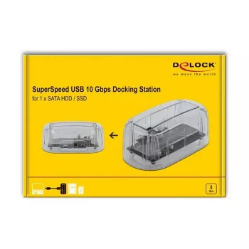 Cietā diska/SSD dokstacija DeLOCK 64089 Caurspīdīga 2.5/3.5 collu