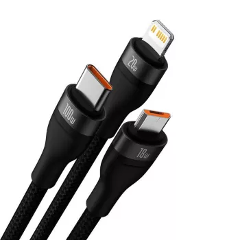USB kabelis Baseus CASS030101 1,2m USB A/USB C uz USB C/Micro-USB B/Lightning Melns