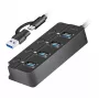 USB 3.2 Gen 1 centrmezgls, 4x USB-A ar ieslēgšanas/izslēgšanas slēdžiem