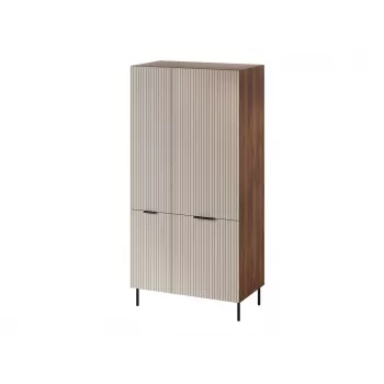 Garderobe Cama Meble ALMERA Cama 5 90x52x185 cm, valrieksta rāmis, krēmkrāsas durvis, 6 plaukti