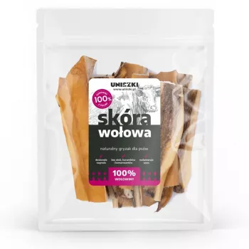 Suņu našķi UNISZKI Beef Skin 100 g — dabīgi liellopa ādas zobu košļājamie kociņi