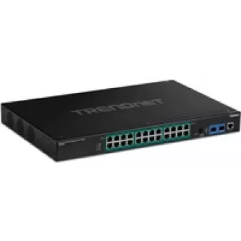 TRENDnet TI-RP262I - Rūpnieciskais slēdzis - pārvaldāms - 24 x 10/100/1000 (PoE+) + 2 x SFP - stiprināms statīvā - PoE+