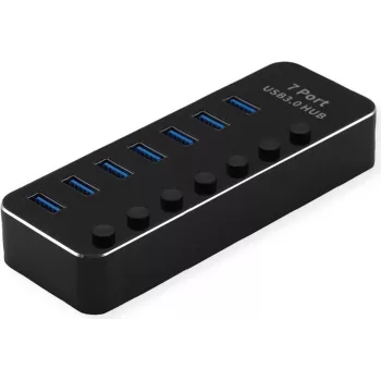 ROLINE USB3.2 Gen1 Hub, 7x A, porti atsevišķi izslēdzami (14.02.5057)