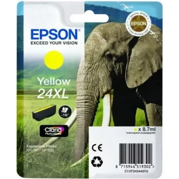 Epson Elephant 24XL Claria Photo HD dzeltenā tintes kasetne, pigmenta tinte, 1 gab.