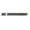 Strāvas sadalītājs GEMBIRD EG-PDU-014-C14, 8 AC kontaktligzdas, C14 ieeja, 3 m kabelis, 1U, 3680 W, 10 A, alumīnijs, melns