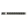 Strāvas sadalītājs GEMBIRD EG-PDU-014-C14, 8 AC kontaktligzdas, C14 ieeja, 3 m kabelis, 1U, 3680 W, 10 A, alumīnijs, melns