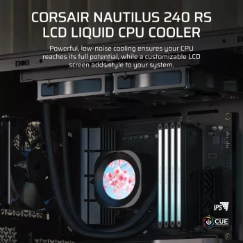 Šķidruma dzesēšanas sistēma Corsair Nautilus 240 RS LCD 12 cm Melna