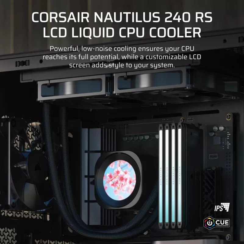Šķidruma dzesēšanas sistēma Corsair Nautilus 240 RS LCD 12 cm Melna