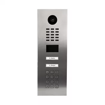 Video domofons DoorBird D2102KV — nerūsējošā tērauda āra bloks, IP65, kustības sensors 10 m, IR LED, PoE (IEEE 802.3af), 10/100 Mbit/s, 131×383×49.6 mm