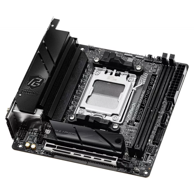 Mini-ITX mātesplate ASRock B650I Lightning WiFi — AMD B650, Socket AM5, DDR5, 2 DIMM (maks. 96 GB), Wi‑Fi 6E, 2.5Gb LAN