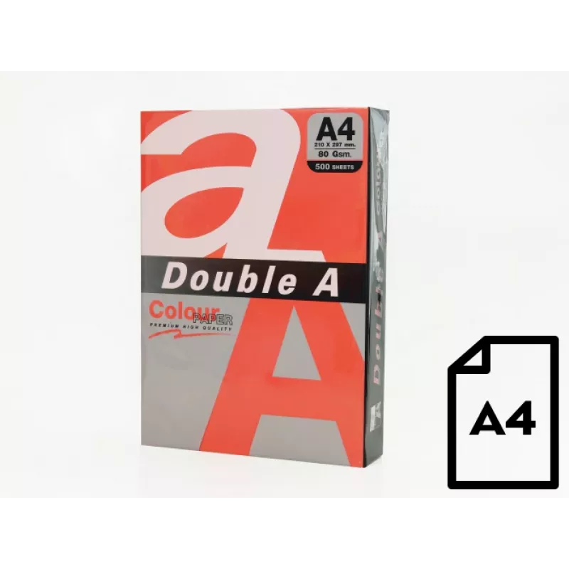 Krāsainais papīrs Double A, 80g, A4, 500 loksnes, Sarkans