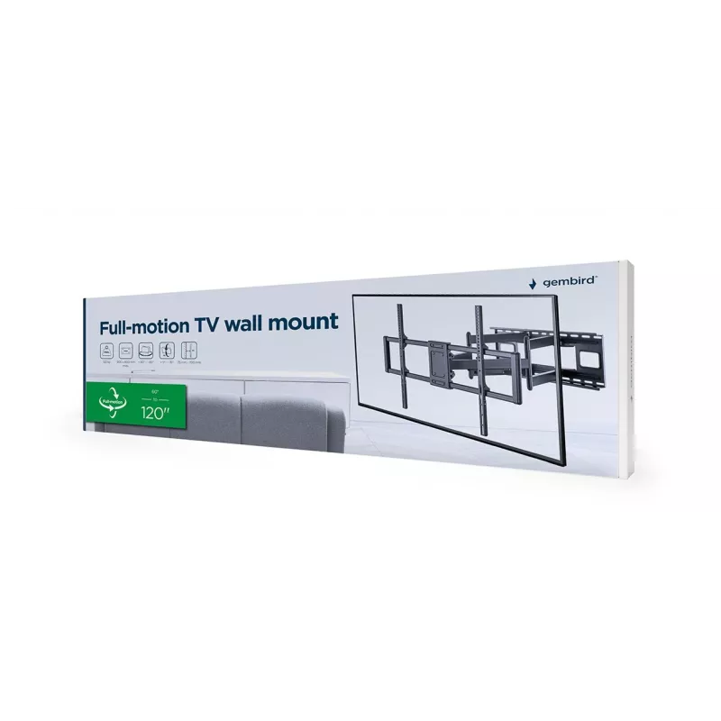 Gembird WM-120 sienas stiprinājums TV 60-120 collām, melns