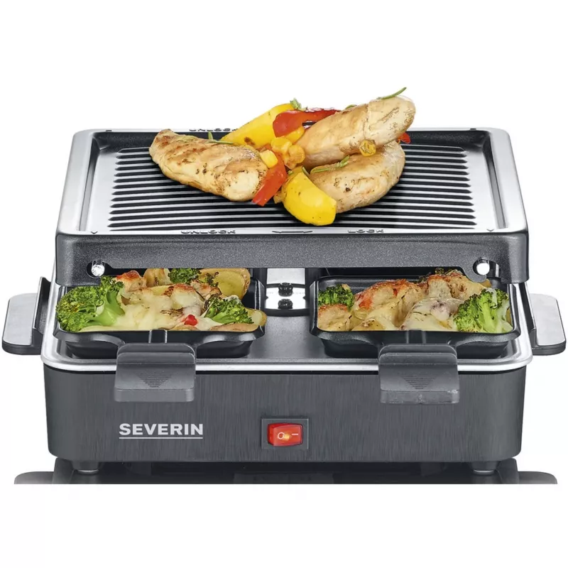Severin Mini Raclette Grils ar 4 Nelipīgām Pannām 600 W