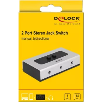 Audio ligzdas slēdzis 3,5 mm 2 portu manuāls divvirzienu, pelēks/melns