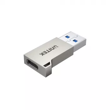USB-A tipa dzimuma mainītājs Unitek A1034NI, sudrabs, USB 2.0/3.2 Gen1, līdz 5 Gbit/s, cinka korpuss, 36×16.7×5.7 mm