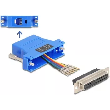 Delock D-Sub 25 kontaktu ligzda uz RJ12 montāžas komplekts zils (67100)