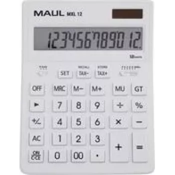 Maul MXL 12 galda kalkulators balts, 12 ciparu displejs, bateriju/saules enerģija, 155 x 205 x 35 mm (7267002)