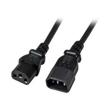 EFB-Elektronik IEC pagarinātājvads C14 180° - C13 180°, melns, 2,0 m, 3 x 0,75 mm²
