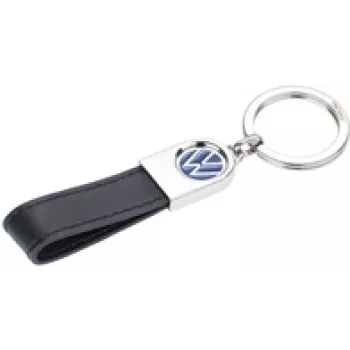 Atslēgu gredzens TROIKA VW Lederschlaufe Melna Āda Metāls 115mm