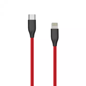 USB Type-C – Lightning silikona kabelis, 2m, sarkans