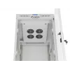 19 collu 32U LANBERG stāvošs skapis 600×800 mm pelēks ar stikla durvīm un LCD (Flat Pack)
