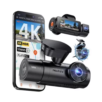 Auto videoreģistrators VANTRUE N4 PRO S 3-kanālu (priekšā + salonā + aizmugurē), 3840x2160, F/1.8, Wi‑Fi, GPS, 3.19 collu displejs