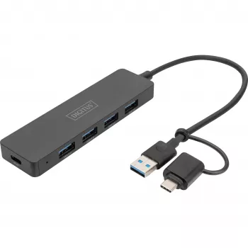 USB Hubs Digitus DA-70235 4 porti USB 3.2 Gen 1 Type-A un Type-C 12000 Mbit/s