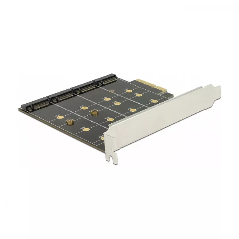 DeLOCK 89888 PCIe interfeisa karte ar četriem M.2 slotiem SATA diskiem