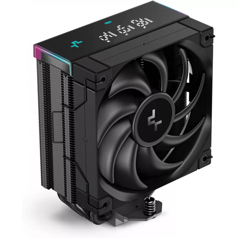 Gaisa dzesētājs DeepCool AK400 Digital PRO — 120 mm ventilators, PWM, 1850 RPM, FDB, atbalsta LGA 1700/1200/115x/AM4/AM5, melns