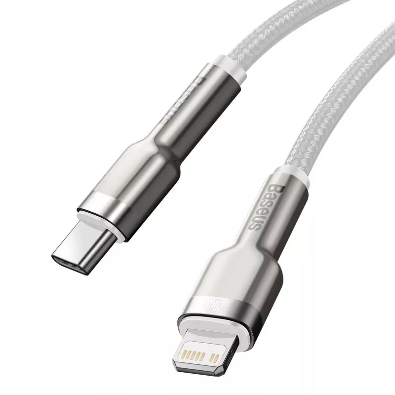 Baseus Cafule USB-C uz Lightning kabelis 1 m, 20 W, cinka korpuss, balts