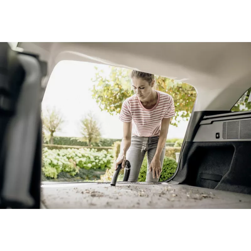 Putekļsūcējs Karcher WD 4 S V-20/5/22 — 20 L nerūsējošā tērauda tvertne, 5 m šļūtene, 1000 W, slapjai un sausai tīrīšanai