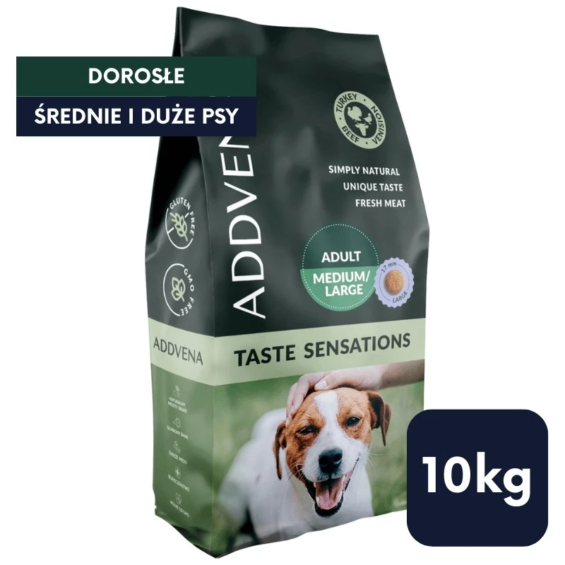 ADDVENA Taste Sensations Adult Medium/Large Turkey - sausā suņu barība - 10kg