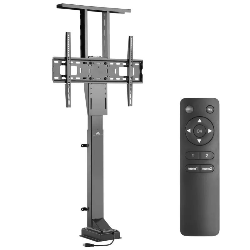 Maclean MC-866 elektriskais TV pacēlājs 37-65 collu televizoriem (94-165,1 cm), ar pulti, VESA līdz 600×400, līdz 50 kg, melns