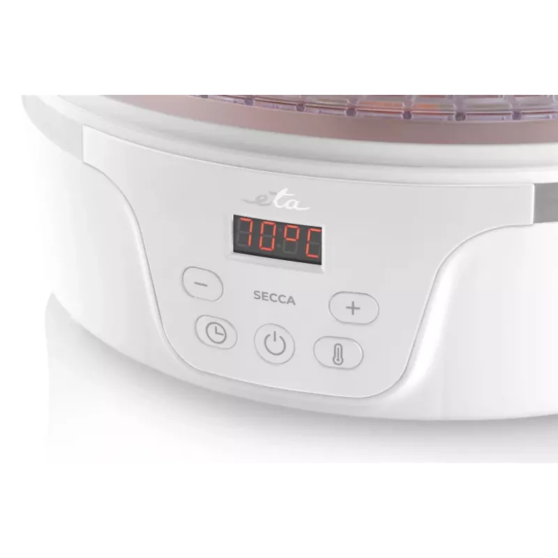 Žāvētājs ETA Secca caurspīdīgs balts 380 W, LED displejs, 24 h taimeris, 300×300×220 mm