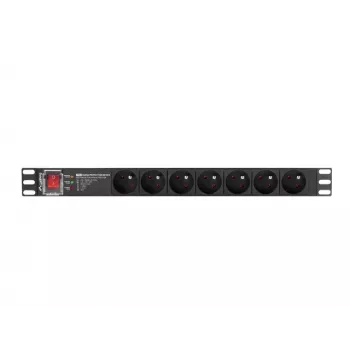 Strāvas sadales bloks PDU Lanberg PDU-PRO-07E-0200-BK, 1U, 6×Type E, 2m, melns