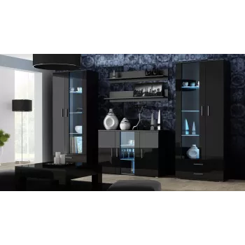Sānu skapis Cama SOHO S7 120 cm Melns spīdums