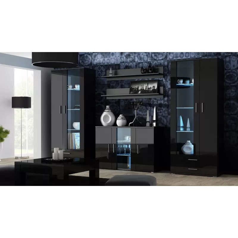 Sānu skapis Cama SOHO S7 120 cm Melns spīdums