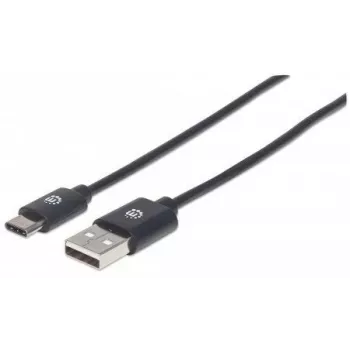 Manhattan USB-C uz USB-A kabelis, 50cm, vīrietis-vīrietis, melns, 480 Mbps (USB 2.0), Hi-Speed USB, mūža garantija