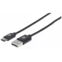 Manhattan USB-C uz USB-A kabelis, 50cm, vīrietis-vīrietis, melns, 480 Mbps (USB 2.0), Hi-Speed USB, mūža garantija