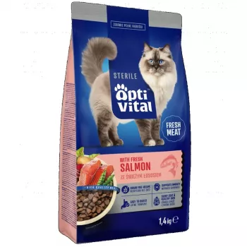 OptiVital Sterile pilnvērtīgā sausā barība sterilizētiem kaķiem ar lasi 1,4 kg