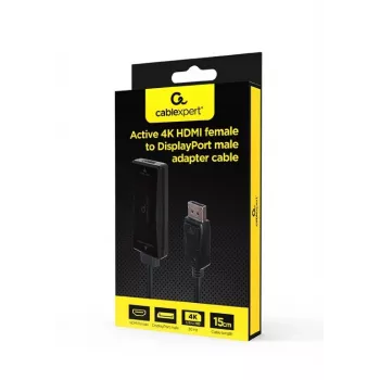 Video kabeļa adapteris GEMBIRD A-HDMIF30-DPM-01 HDMI Type A uz DisplayPort 0.15 m Melns
