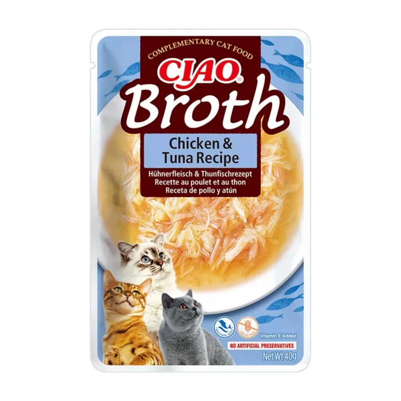 INABA Ciao Broth ar vistu, lasi, tunzivi un gliemeni - kaķu gardumi - 24x40g